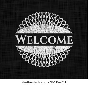 Welcome written with chalkboard texture