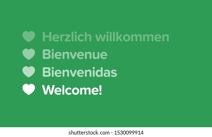 Welcome  you written in four different languages