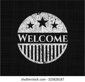 Welcome written on a blackboard