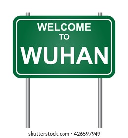 Welcome to Wuhan, green signal vector
