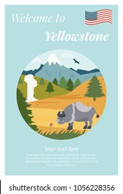 Welcome to Yellowstone  poster with bison