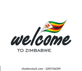 Welcome to Zimbabwe flag sign logo icon