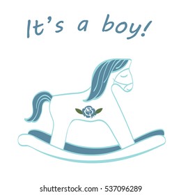 Welcoming baby - it s a boy with rocking horse