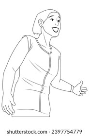Welcoming body gesture in outline and vector format.