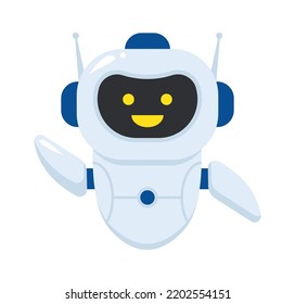 Acogedor personaje de chatbot. Soporte de Servicio Automatizado. Ilustración del vector