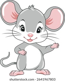 Welcoming cute baby mouse. Vector