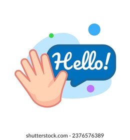 welcoming element ui, High five, Hello text with hand gesture concept illustration flat design vector