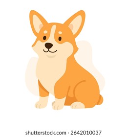 Welcoming illustration of a cheerful corgi, characterized by its distinct features and warm orange fur, showcasing happiness and playfulness.