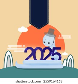 Welcoming the New Year 2025 with a Charming Character