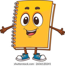 Welcoming notebook character looking happy vector illustration