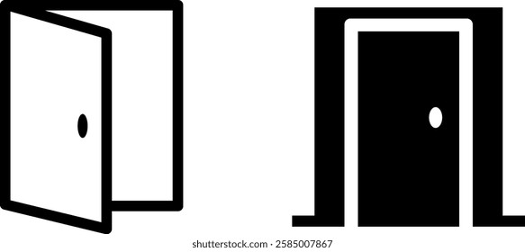 Welcoming Open Door Symbol Vector Icon Set