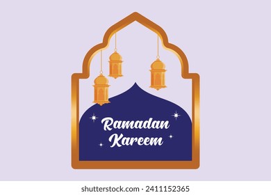 Welcoming Ramadan concept. Colored flat vector illustration isolated.