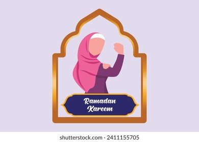 Das Ramadan-Konzept wird begrüßt. Farbige, flache Vektorgrafik einzeln.