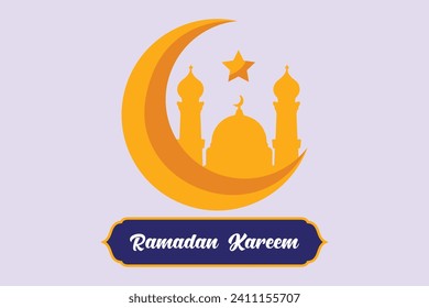 Welcoming Ramadan concept. Colored flat vector illustration isolated.