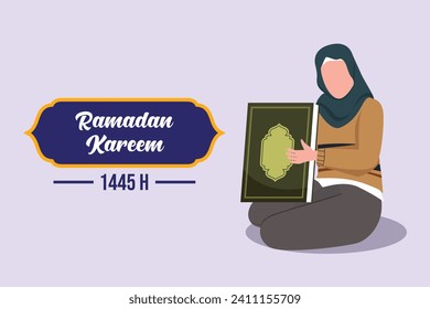 Welcoming Ramadan concept. Colored flat vector illustration isolated.