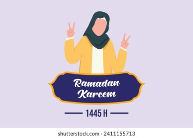 Welcoming Ramadan concept. Colored flat vector illustration isolated.