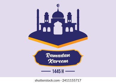 Acogiendo con beneplácito el concepto de Ramadán. Ilustración vectorial plana de color aislada.