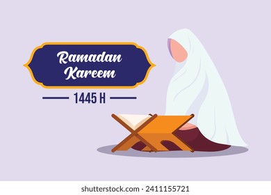 Welcoming Ramadan concept. Colored flat vector illustration isolated.