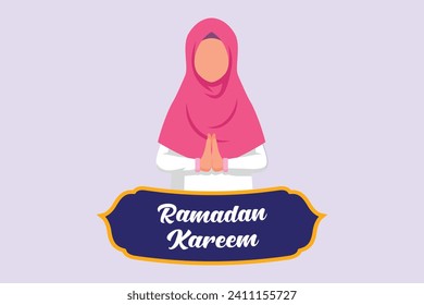 Welcoming Ramadan concept. Colored flat vector illustration isolated.