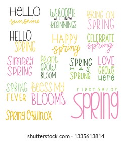 Welcoming spring sayings, phrases, and greetings for cards, social media posts, stickers, t-shirts and home decor.