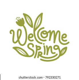 Welcoming of Spring simple vector hand lettering