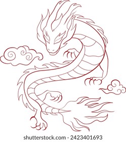 Welcoming the Year of the Dragon, illustration of Loong, the Chinese legendary creature.