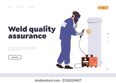 Weld quality assurance landing page design website template for professional online repair service