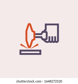 Comprobación de trabajo de soldadura por diseño de icono de vector martillo.
