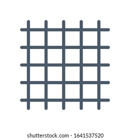 Welded wire mesh or weldmesh metal steel vector icon.
That cross wire with spacing by electric fusion welded or prefabricated joined grid.
That construction material for reinforcing concrete slab.