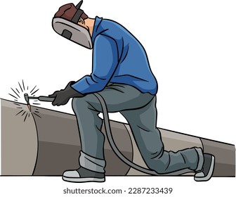 Welder Cartoon Colored Clipart Illustration