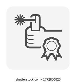 Herramienta de soldadura y diseño de iconos de vectores de certificados y técnicos.