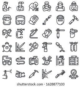 Welder equipment icon set. Outline set of welder equipment vector icons for web design isolated on white background