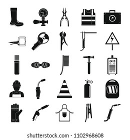Welder equipment icons set. Simple illustration of 25 welder equipment cargo vector icons for web
