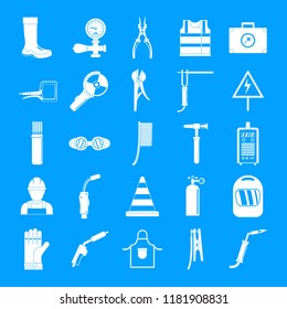 Welder equipment icons set. Simple illustration of 25 welder equipment cargo vector icons for web