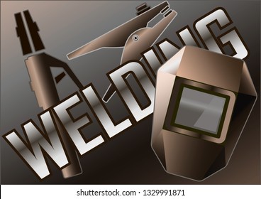 welder equipment on a brown background