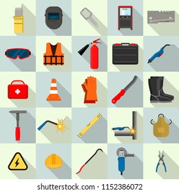 Welder equipment tools icons set. Flat illustration of 25 welder equipment tools vector icons for web