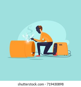 Welder. Flat design vector illustration.