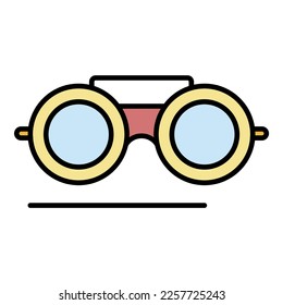 Welder glasses icon. Outline welder glasses vector icon color flat isolated on white