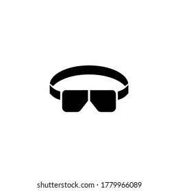 Gafas Solares Tintadas, Banda Elástica Gogles. Icono de vector plano. Sencillo símbolo negro sobre fondo blanco. Gafas de soldadura Tintado, Goggles plantilla de diseño de signos para elementos de interfaz de usuario web y móvil