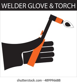 Welder gloves flat icon