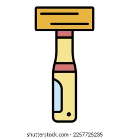 Icono de martillo de soldadura. Esquema martillo de soldadura color del icono del vector plano aislado en blanco