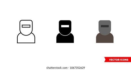 Welder icon of 3 types: color, black and white, outline. Isolated vector sign symbol.