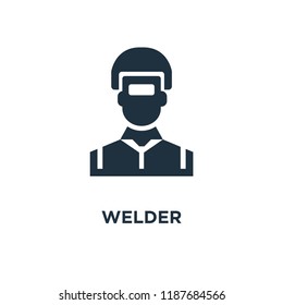 Welder icon. Black filled vector illustration. Welder symbol on white background. Can be used in web and mobile.