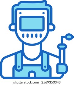 Welder Icon Blue Vector Illustration