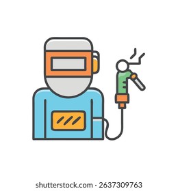 Welder icon demonstrating fabrication and safety on a black backdrop