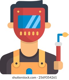 Welder Icon Flat Vector Illustration