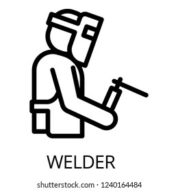 Welder icon. Outline welder vector icon for web design isolated on white background
