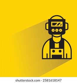 welder icon with shadow on yellow background