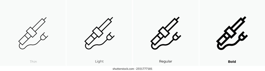 ícone soldador. Design fino, leve, regular e negrito, isolado no fundo branco
