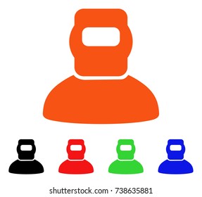 Welder icon. Vector illustration style is a flat iconic welder symbol with black, orange, red, green, blue color versions. Designed for web apps and software interfaces.